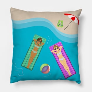 Two Women At The Beach Pillow