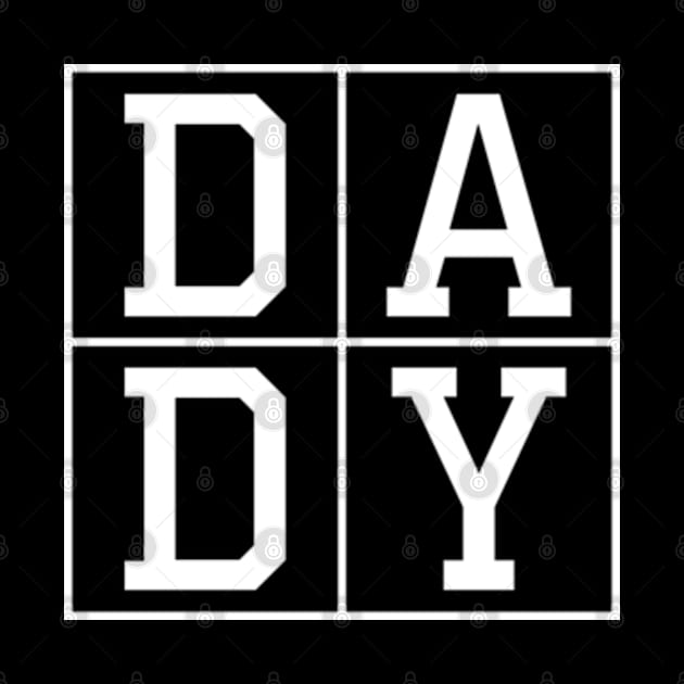 D A D Y Dad Father Square Box Cute Letter Print Typography Design by Atelier Djeka