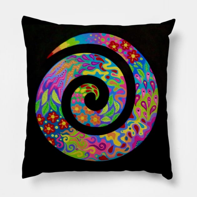 Psychedelic Spiral Pillow by SoozieWray