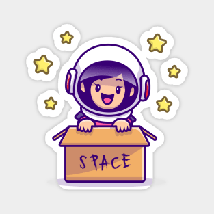 Cute Astronaut Girl In Box Magnet