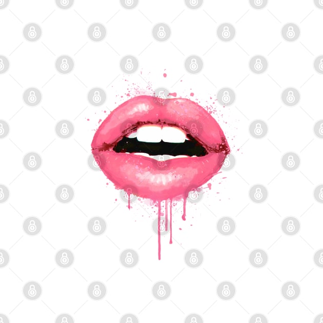 Pink Lips Mouth Love Kiss Print Sexy Girl by LotusGifts