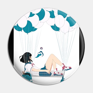 Aesthetic illustration a balloon girl Pin