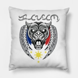 Tribal line Art Tiger / Baybayin word Katapatan (Loyalty) Pillow