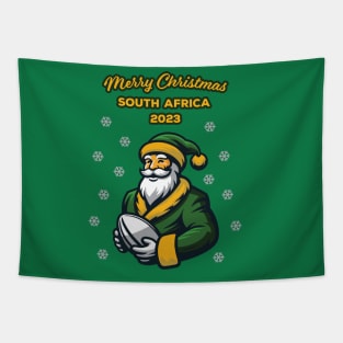 Merry Christmas South Africa 2023 Bokke Colors Rugby Santa Funny Tapestry