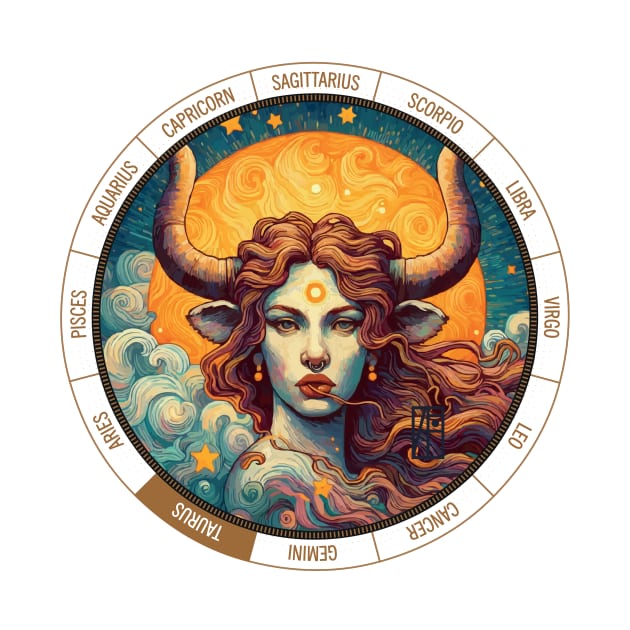 ZODIAC Taurus - Astrological TAURUS - TAURUS - ZODIAC sign - Van Gogh style - 10 by ArtProjectShop