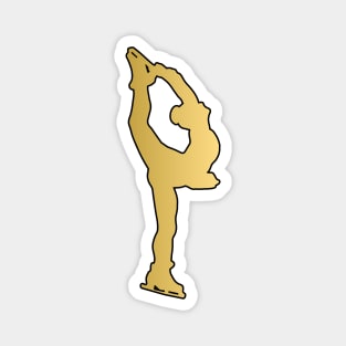 Figure Skating Silhouette in Gold Magnet