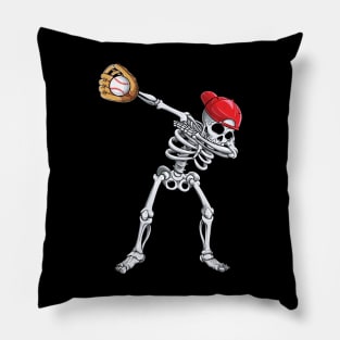 Dabbing Skeleton Baseball Halloween Boys Shirt Pillow