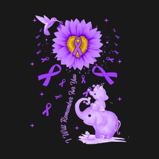 I Will Remember For You Elephant Flower Alzheimers Awareness T-Shirt