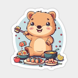 Kawaii Quokka eating sushi Magnet