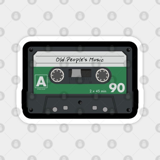 Old People's Music: Retro Audio Cassette Tape (Green) Magnet by Petrol_Blue