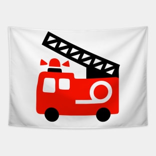 Red Firetruck Emoticon Tapestry