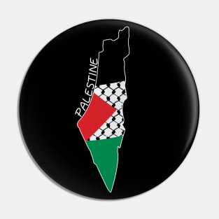 Palestine Flag Map Design with Palestinian Kufiya Pattern - WHT Pin