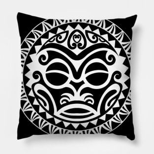 Polynesian tattoo tiki face Pillow