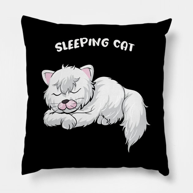 Cute Cat Meow Animal Pillow by JeffDesign