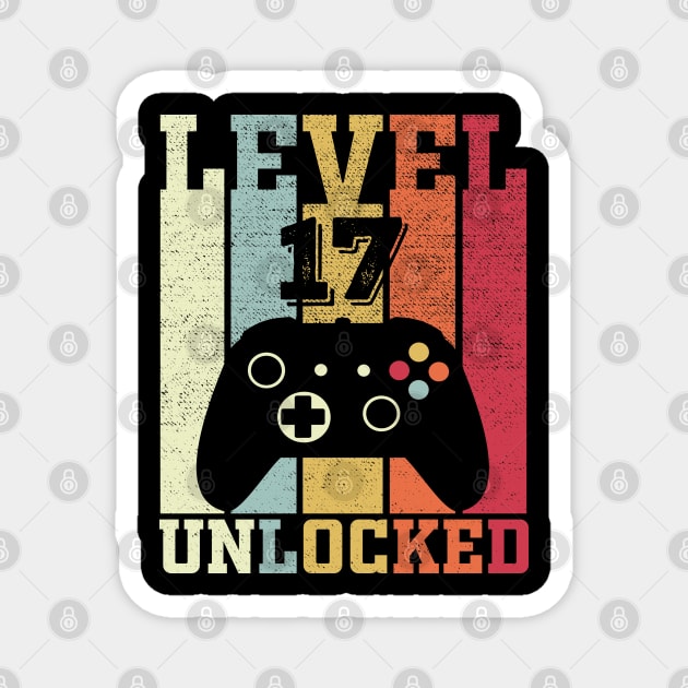 Level 17 Unlocked Funny Video Gamer 17th Birthday Gift Magnet by DragonTees