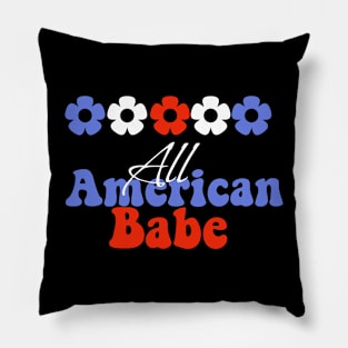 All American babe, 4th of July American independence day groovy design Pillow