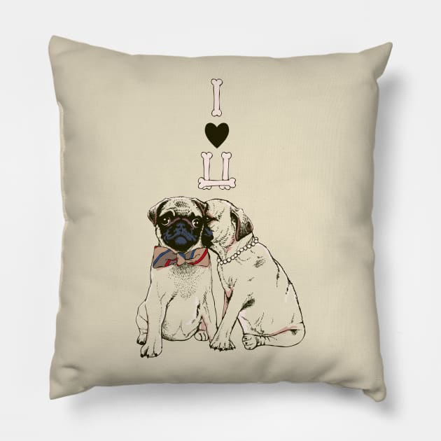 The Love of Pug Pillow by huebucket