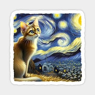 Singapura Starry Night Inspired - Artistic Cat Magnet