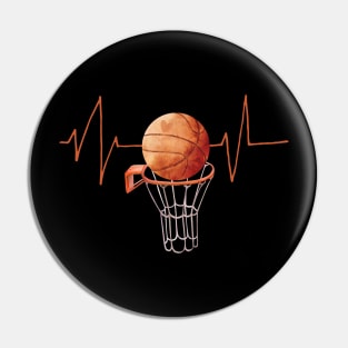 Vintage Basketball Heartbeat Pin