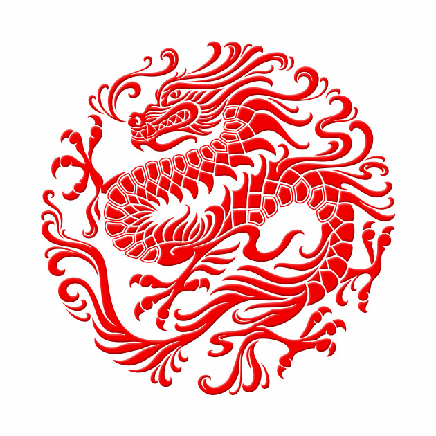 traditional red chinese dragon