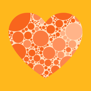 Warm Orange Polka Dots Heart T-Shirt