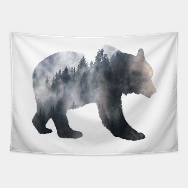 Dramabite Wild mountain bear surreal wildlife animal Tapestry by dramabite