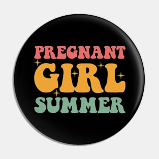 Pregnant Girl Summer Baby Shower Pregnancy Reveal Retro Vintage Pin