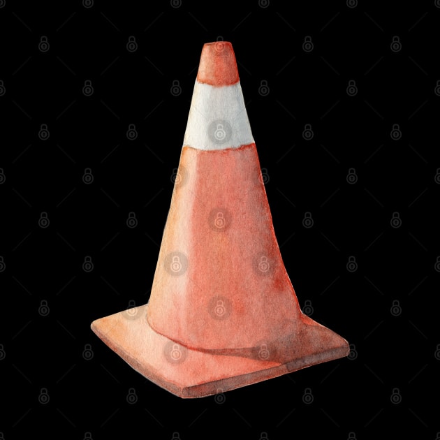 Watercolor Traffic Cone Caution Sign by SRSigs