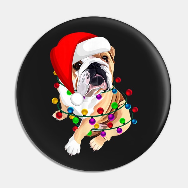 English Bulldog Christmas Dogmas Santa Hat Xmas Dogs Lover T-Shirt Pin by Dodgefashion