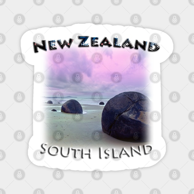 New Zealand - South Island, Moeraki Boulders Magnet by TouristMerch