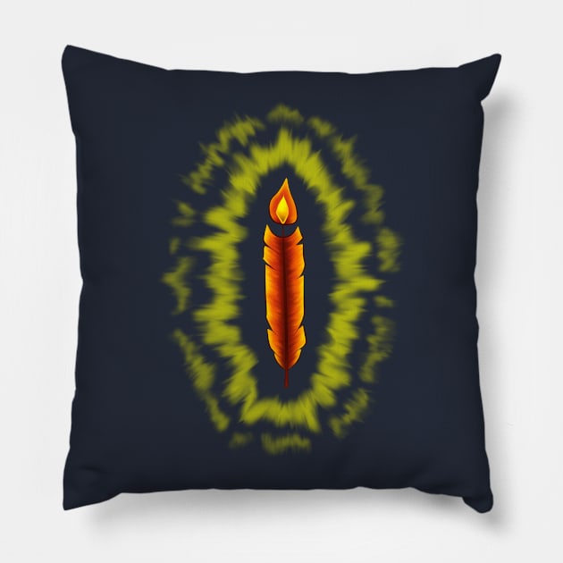 Glowing Firebird Feather Pillow by ChePanArt