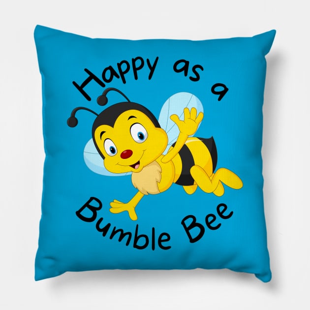 Cute Bee Happy Bumble Bee Pillow by Dallen Fox