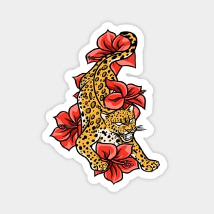 Jaguar With Jungle Flowers Magnet