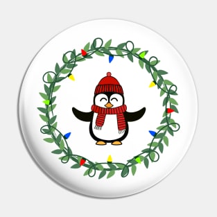 PENGUIN Christmas Wreath Pin