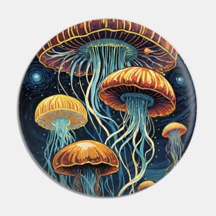 Starry Night Symphony: Van Gogh-Inspired Jellyfish Ballet Pin