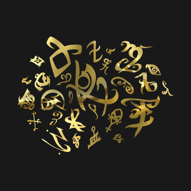 Shadowhunters rune / The mortal instruments - liquid gold group of rune - Parabatai - Mundane gift idea by Vane22april