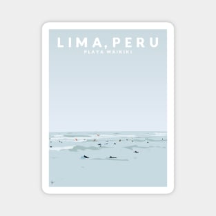 Lima, Peru, Playa Waikiki, Miraflores Travel Poster Magnet