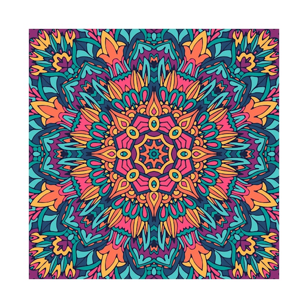 Colorful Oriental Rug Mandala Boho Pattern by jodotodesign