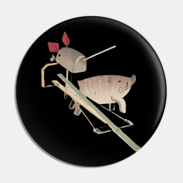 Japanese Boar Pig Hog Monster Yokai Pin by TV Dinners