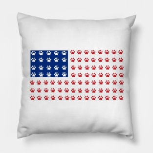 American flag made of paw prints Pillow