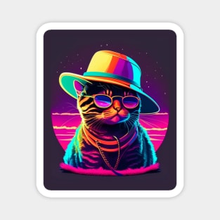 Funky Cat wearing a bucket hat Magnet