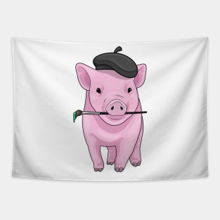 Pig Painter Paint brush Tapestry