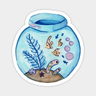 Ocean Fishbowl Aquarium in Watercolor Magnet