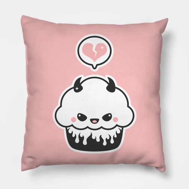 Kawaii Evil Cupcake Pillow by sugarhai