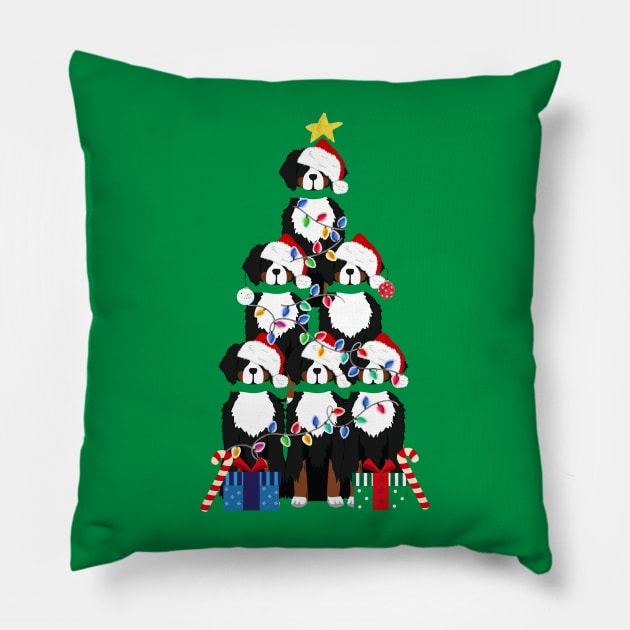 Bernese Mt Dog Puppy Christmas Tree Pillow by EMR_Designs