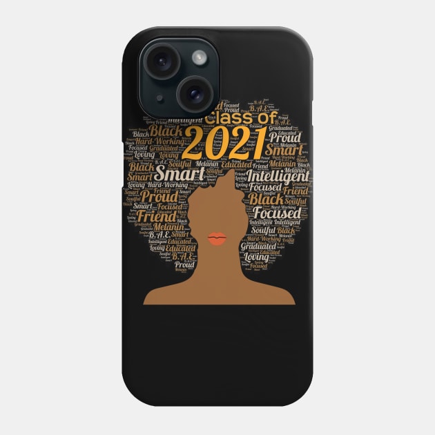 Class of 2021 Words in Afro Art Phone Case by blackartmattersshop