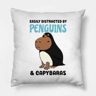 Easily Distracted by Penguins and Capybaras Pillow