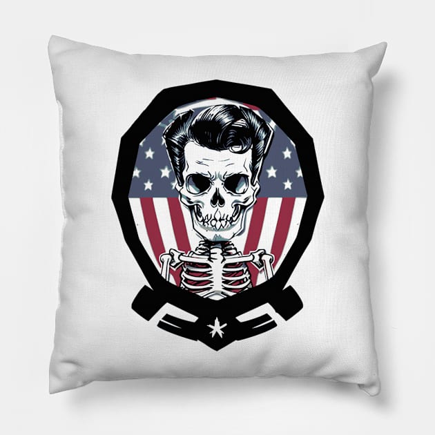 Fun Rockabilly Patriotic Skeleton Pillow by CGI Studios