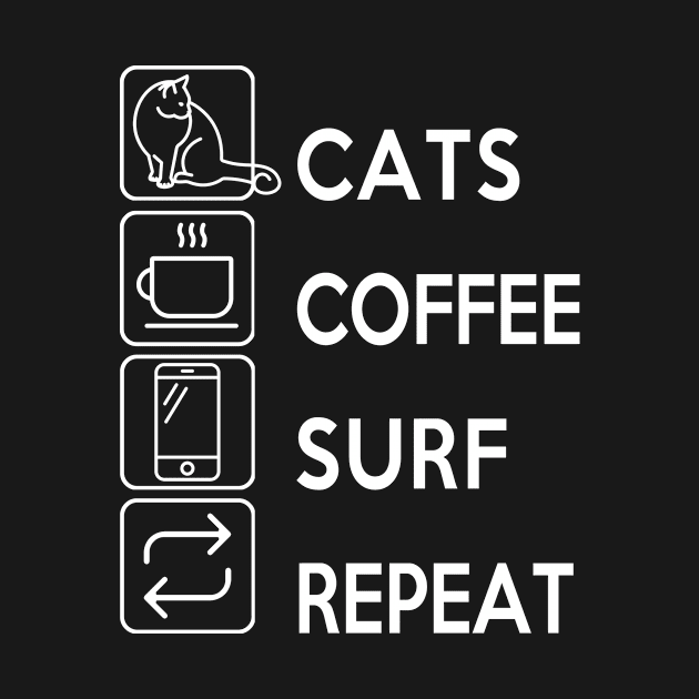 Cats Coffee Surf Repeat by Electrovista