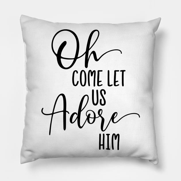 Oh come let us adore him Pillow by Peach Lily Rainbow